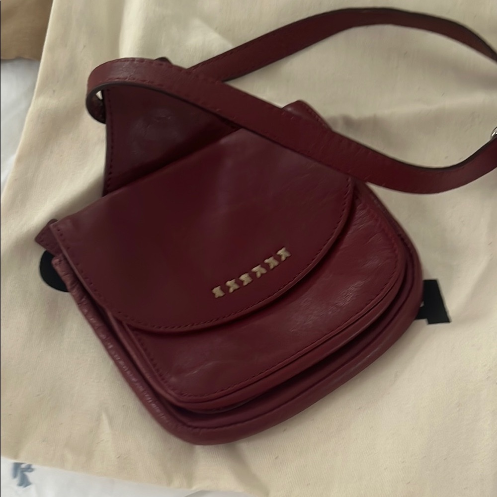 Sundance Red Crossbody Bag with Gold stitching